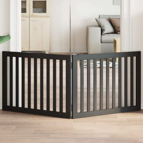 vidaXL Barrière pour chien pliable 2 panneaux noir bois de peuplier