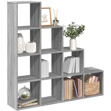 vidaXL Room Divider Bookcase 4-Tier Grey Sonoma 131,5x29x131,5 cm Engineered Wood