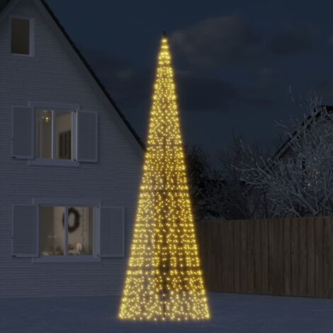 Vidaxl – Sapin de Noël LED 500 cm – 1534 LED blanc chaud – 8 effets lumineux – Adaptateur inclus – Usage intérieur et extérieur
