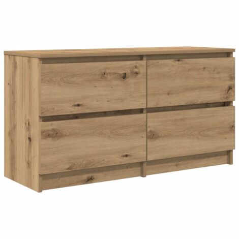 Vidaxl – Meuble TV chêne artisanal 100x35x54 cm – Bois d'ingénierie – 4 tiroirs – Idéal pour rangement multimédia