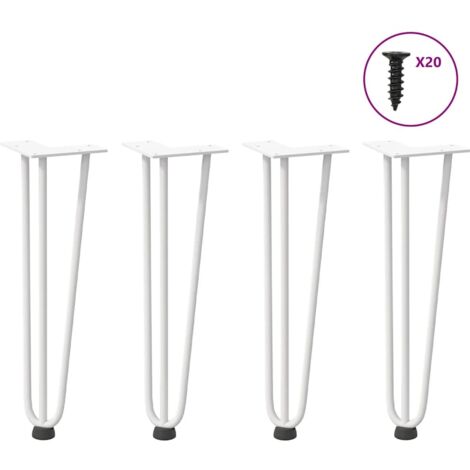 Pieds en épingle à cheveux pour table basse 4 pièces Blanc 42 cm Acier massif vidaXL