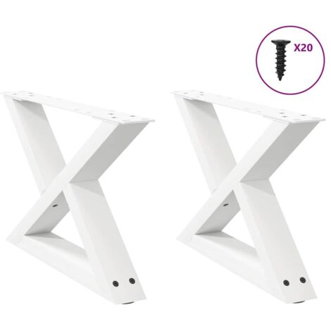 vidaXL Coffee Table Legs 2 pcs White 50x(30-31,3) cm Steel