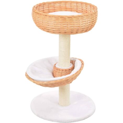 Vidaxl – Arbre à chat 68 cm avec 2 paniers en saule – Griffoir en sisal naturel – Coussins amovibles pour confort – Base diamètre 40 cm
