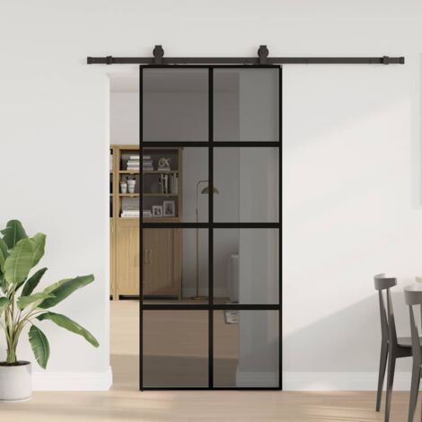vidaXL Porte coulissante avec kit de quincaillerie noir 90x205 cm (1/5)