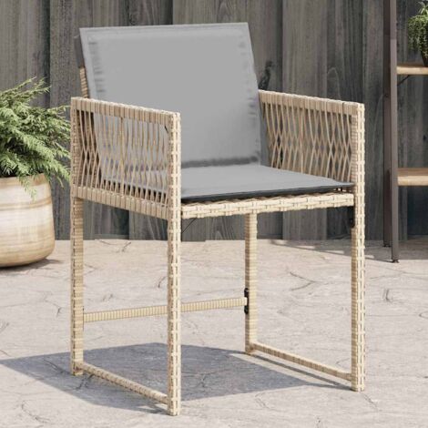 vidaXL Garden Chairs with Cushions 4 pcs Mix Beige Poly Rattan (1/5)