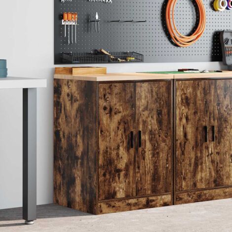 vidaXL Garage Storage Cabinet Smoked Oak 60x51x85 cm Solid Wood Pine