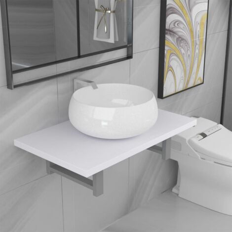 vidaXL Two Piece Bathroom Furniture Set Ceramic White (283808+142340) (1/5)