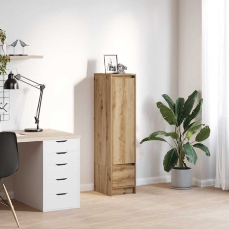 Vidaxl – Buffet haut en chêne artisanal 29,5x34x119,5 cm – Bois d'ingénierie durable – 1 porte et 1 tiroir – Rangement pratique pour salle à manger (1/5)
