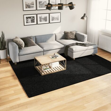Vidaxl – Tapis shaggy noir 200x280 cm – Poils courts ultra doux – 100% polyester – Convient aux espaces avec chauffage au sol (1/5)