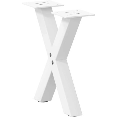 vidaXL Pieds de table basse forme de X 2 pcs blanc 37x(30-31) cm acier