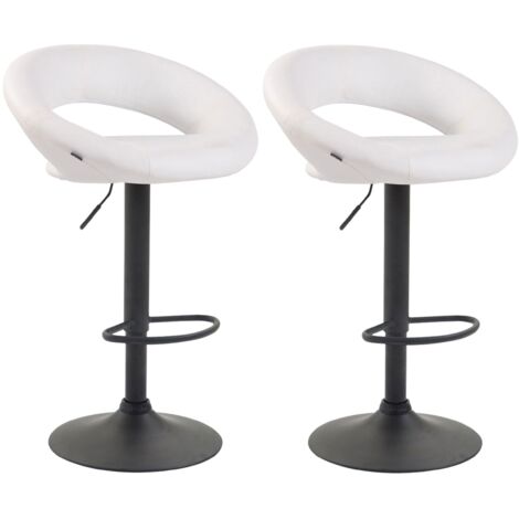 Lot de 2 Tabourets de bar Olinda en similicuir hauteur réglable et siège pivotant Blanc Noir (1/2)