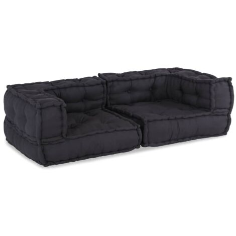 Vidaxl – Pouf modulaire anthracite 140x70x36 cm – Tissu 100% coton – Remplissage 70% coton recyclé, 30% mousse – Conception flexible pour intérieur et extérieur