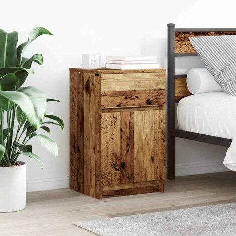 vidaXL Tables de chevet 2 pcs vieux bois 39x35x65 cm bois d'ingénierie (1/5)