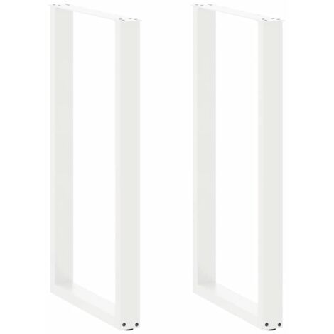 vidaXL Pieds de table basse forme de U 2pcs blanc 60x(110-111)cm acier