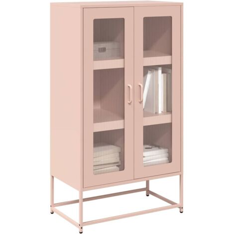 Vidaxl – Buffet haut rose 68x39x123 cm en acier laminé à froid – 6 compartiments – Capacité de charge 90 kg – Installation flexible des portes