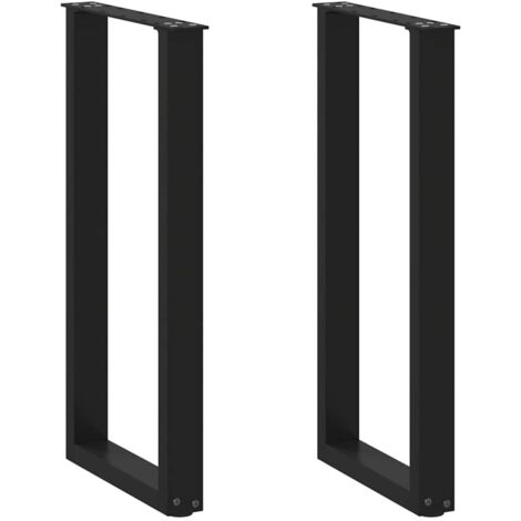 vidaXL Console Table Legs U-Shaped 2 pcs Black 38x(72-73) cm Steel (1/5)