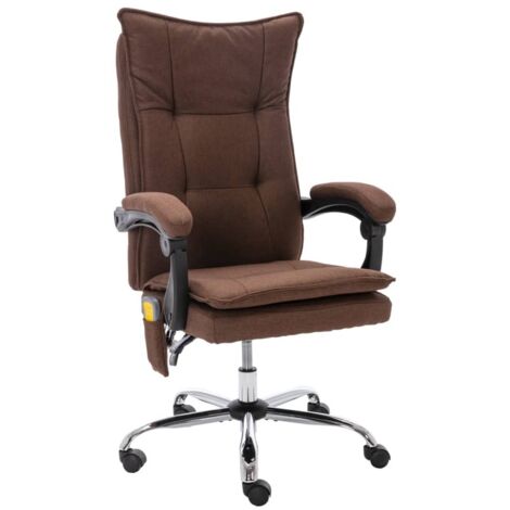 vidaXL Massage Office Chair Brown Fabric (1/5)