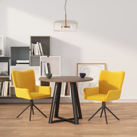 vidaXL Swivel Dining Chairs 2 pcs Yellow Velvet (1/5)