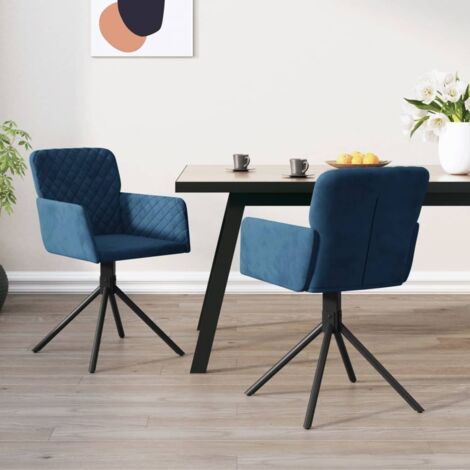 Chaises pivotantes à manger lot de 2 Bleu Velours vidaXL (1/5)