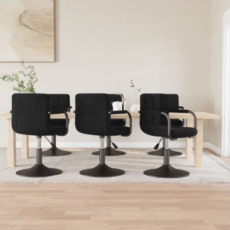 Vidaxl – Chaises de salle à manger pivotantes 6 pcs velours noir – Réglables en hauteur – Cadre en acier robuste – Pivote à 360 degrés (1/5)