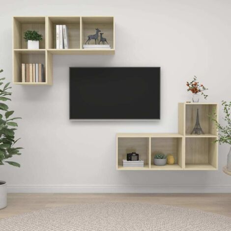 Meubles TV muraux 4 pcs Chêne sonoma Bois d'ingénierie vidaXL (1/5)