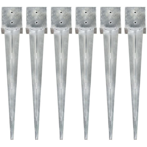 Piquets au sol 6 pcs Argenté 14x14x91 cm Acier galvanisé