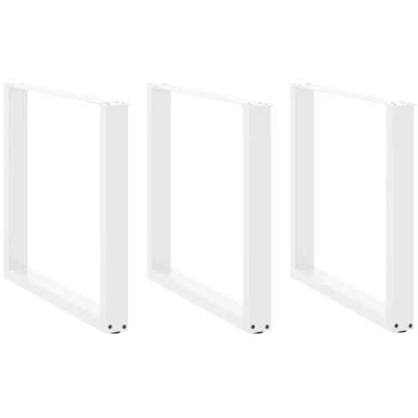 Pieds de table à manger en U 3 pièces Blanc 80 x (72-73) cm Acier vidaXL