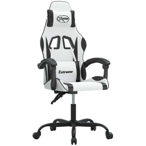 Chaise de jeu pivotante Blanc et noir Similicuir vidaXL (1/5)
