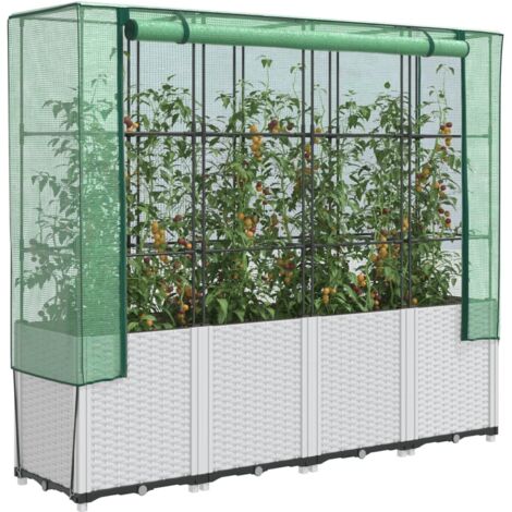 Jardinière surélevée avec housse aspect rotin 160x40x153 cm vidaXL