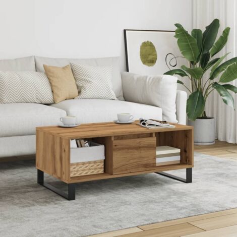 Table basse chêne artisanal 90x50x36,5 cm bois d'ingénierie vidaXL (1/6)