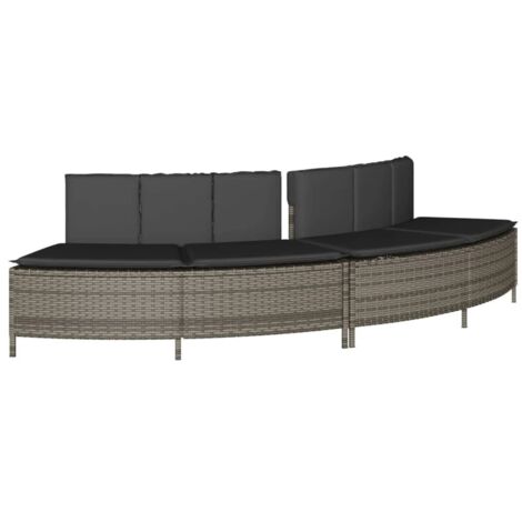 Vidaxl – Bancs de spa modulaires 2 pcs – Résine tressée gris – Coussins amovibles et lavables – Cadre en acier robuste