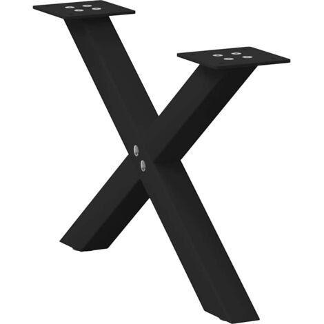 Vidaxl – Pieds de table basse en X – Lot de 2 – Acier thermolaqué noir – Dimensions 50 x (30-31) cm – Avec niveleurs réglables