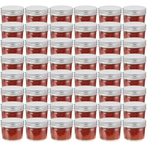 48 pcs Pots à confiture avec couvercles argentés Verre 110 ml vidaXL