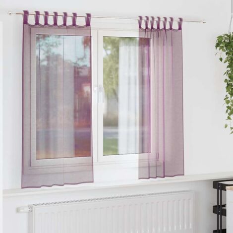 vidaXL Voile Curtains with Loops 2 pcs Purple 140x140 cm