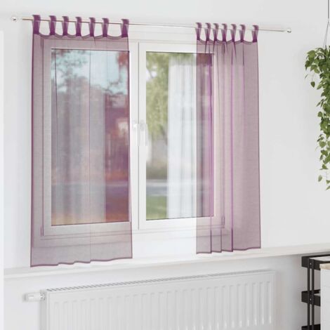 Rideaux en voile avec boucles 2 pcs violet 140x175 cm vidaXL (1/5)
