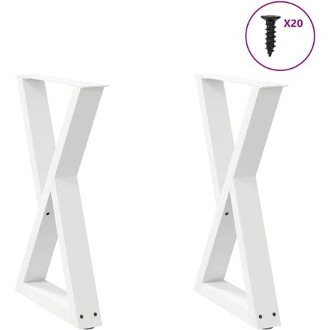 Pieds de table à manger 2 pièces Blanc 60 x (72-73,3) cm Acier vidaXL