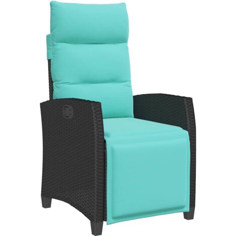 vidaXL Reclining Garden Chair with Side Table Black Poly Rattan (1/5)