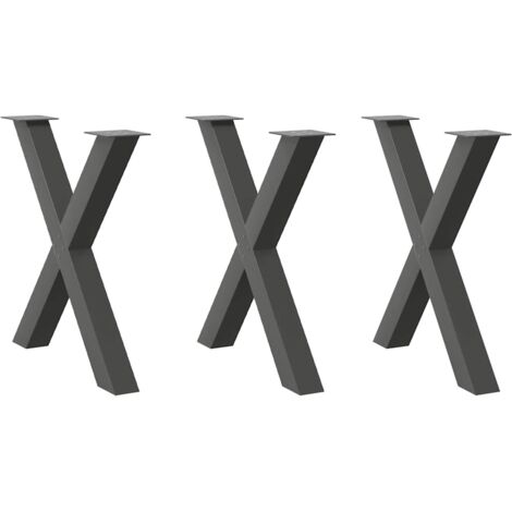Pieds de table à manger en forme de X 3 pièces Anthracite 80 x (72-73) cm Acier vidaXL
