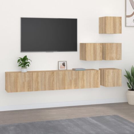 vidaXL Wall-mounted TV Cabinet Sonoma Oak Engineered Wood (1/5)