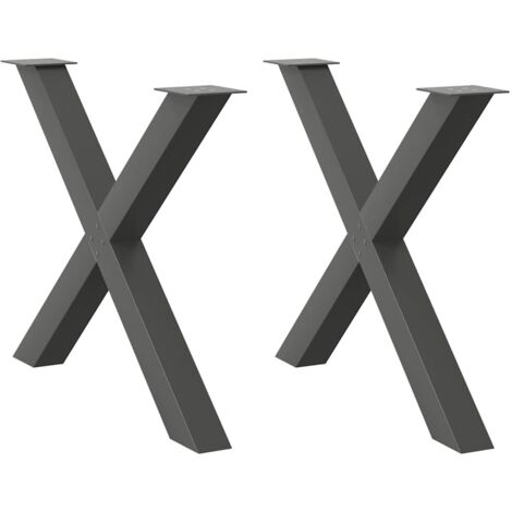 Pieds de table à manger en forme de X 2 pièces Anthracite 90 x (72-73) cm Acier vidaXL (1/5)
