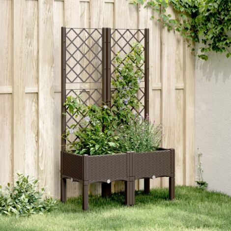 Jardinière avec treillis marron 80x40x142 cm PP vidaXL
