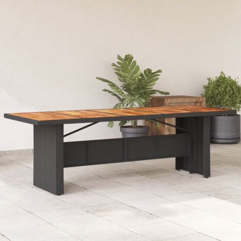 Table de jardin et dessus en bois d'acacia noir résine tressée vidaXL