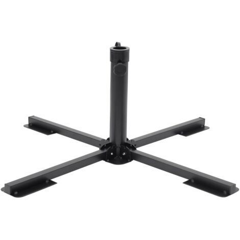 vidaXL Parasol Base Foldable for Ø38/48 mm Pole Glossy Black Steel (1/5)