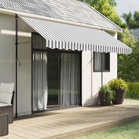 Tissu de remplacement de cantonnière d’auvent anthracite blanc vidaXL