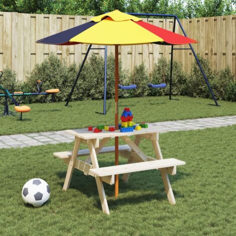 Table de pique-nique pour 4 enfants avec parasol bois de sapin vidaXL