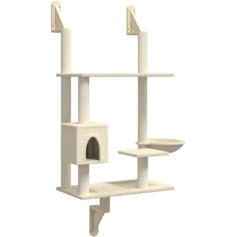 vidaXL Arbre à chat mural avec griffoir crème 153 cm