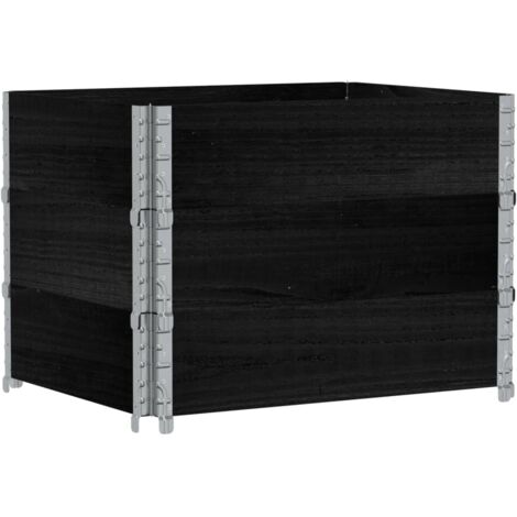 Colliers de palette 3 pcs noir 80x60 cm bois de pin solide vidaXL