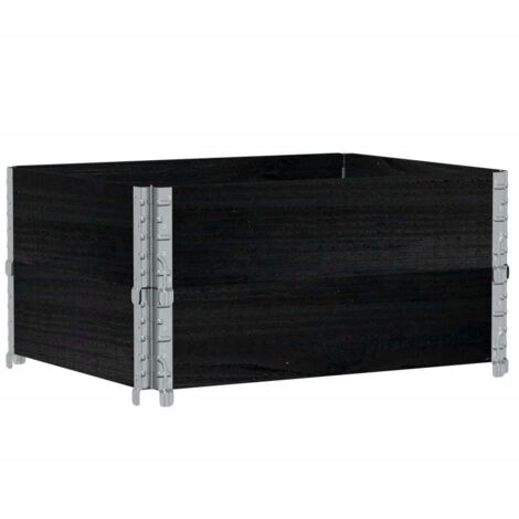 vidaXL Pallet Collars 2 pcs Black 80x60 cm Solid Wood Pine