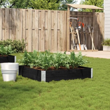 Jardinière noir 100x100 cm bois massif de pin vidaXL (1/5)