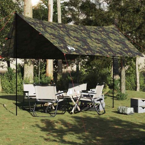 Bâche de camping camouflage 438x376x212 cm imperméable (1/5)